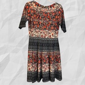 EUC Julian Taylor Fit & Flare Dress - Size 4 - coral/black/white